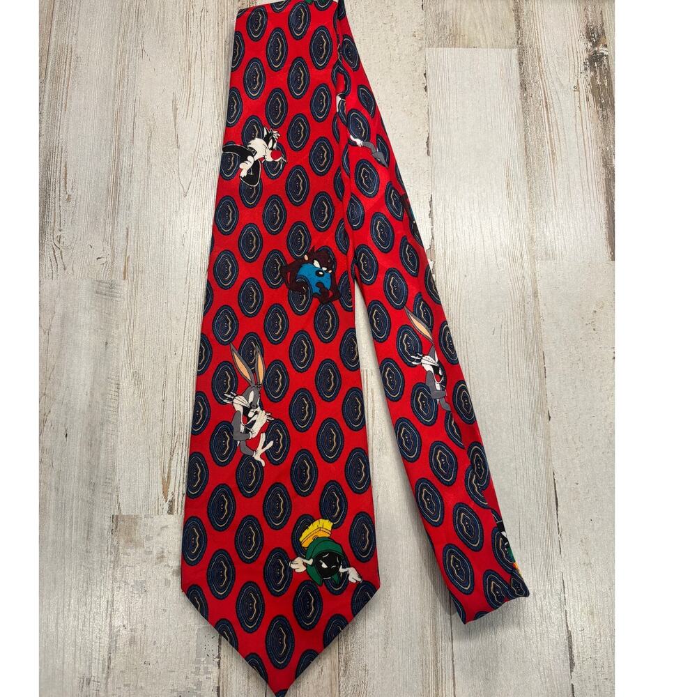 Picasso Hand Made Looney Tunes Taz Bugs Bunny Vintage Tie EUC